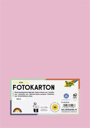 Dekorkarton, 2 oldalas, A4, 300 g, 50 lap, FOLIA, halvány rózsaszín (FL6145026)