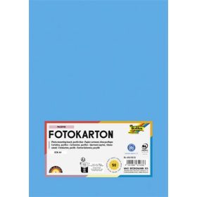   Dekorkarton, 2 oldalas, A4, 300 g, 50 lap, FOLIA, óceánkék (FL6145033)