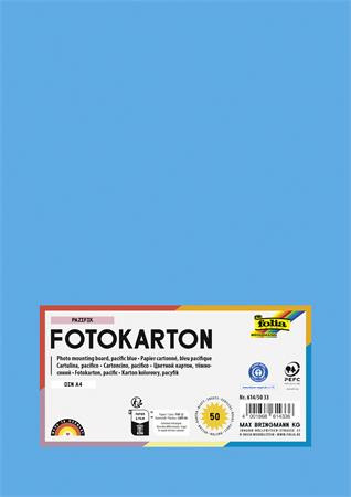 Dekorkarton, 2 oldalas, A4, 300 g, 50 lap, FOLIA, óceánkék (FL6145033)