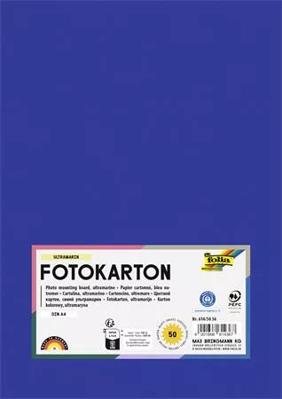 Dekorkarton, 2 oldalas, A4, 300 g, 50 lap, FOLIA, mélykék (FL6145036)