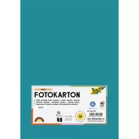   Dekorkarton, 2 oldalas, A4, 300 g, 50 lap, FOLIA, türkiz (FL6145038)