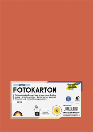 Dekorkarton, 2 oldalas, A4, 300 g, 50 lap, FOLIA, narancs (FL6145040)
