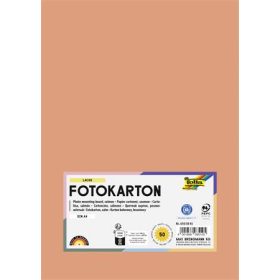   Dekorkarton, 2 oldalas, A4, 300 g, 50 lap, FOLIA, lazacszínű (FL6145045)