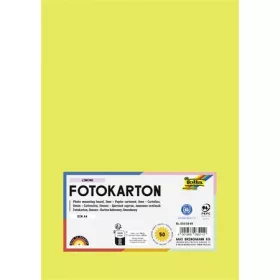   Dekorkarton, 2 oldalas, A4, 300 g, 50 lap, FOLIA, limezöld (FL6145049)