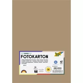   Dekorkarton, 2 oldalas, A4, 300 g, 50 lap, FOLIA, őzbarna (FL6145075)