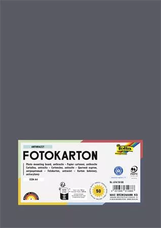 Dekorkarton, 2 oldalas, A4, 300 g, 50 lap, FOLIA, antracitszürke (FL6145088)