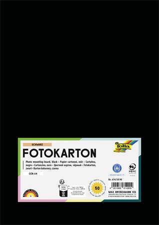 Dekorkarton, 2 oldalas, A4, 300 g, 50 lap, FOLIA, fekete (FL6145090)