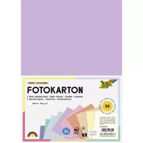   Dekorkarton, 2 oldalas, A4, 300 g, 10x5 lap, FOLIA, „Pastel”, vegyes színek (FL6145095)