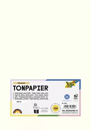 Színes papír, A4, 130 g, 100 lap, FOLIA, gyöngyfehér (FL6401)