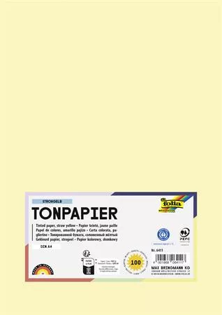 Színes papír, A4, 130 g, 100 lap, FOLIA, szalmasárga (FL6411)