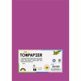   Színes papír, A4, 130 g, 100 lap, FOLIA, sötét rózsaszín (FL6421)