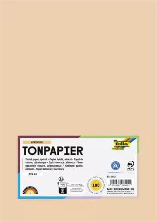 Színes papír, A4, 130 g, 100 lap, FOLIA, barack (FL6442)