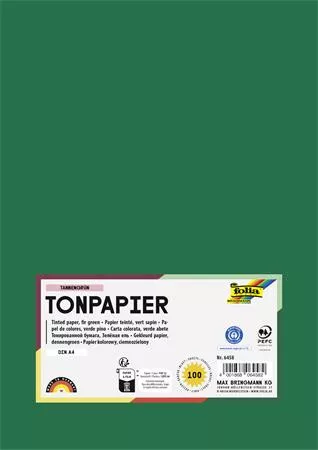 Színes papír, A4, 130 g, 100 lap, FOLIA, fenyőzöld (FL6458)