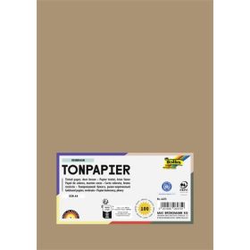 Színes papír, A4, 130 g, 100 lap, FOLIA, őzbarna (FL6475)