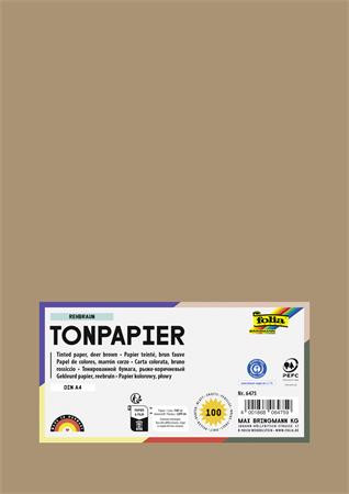 Színes papír, A4, 130 g, 100 lap, FOLIA, őzbarna (FL6475)
