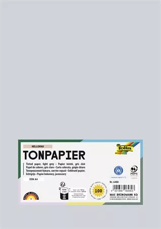 Színes papír, A4, 130 g, 100 lap, FOLIA, világosszürke (FL6480)