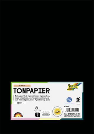 Színes papír, A4, 130 g, 100 lap, FOLIA, fekete (FL6490)