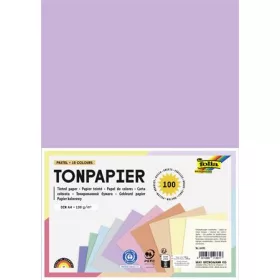   Színes papír, A4, 130 g, 10x10 lap, FOLIA, „Pastel”, vegyes színek (FL6495)
