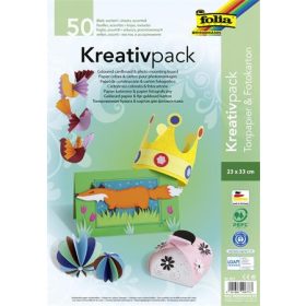   Dekorkarton, 23x33 cm, 130/300 g, 25x2 lap, FOLIA, vegyes színek (FL677)