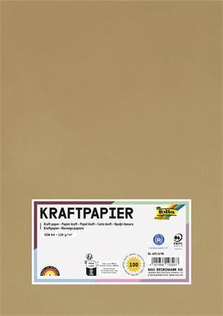 Kraft papír, A4, 120 g, 100 lap, FOLIA (FL691498)