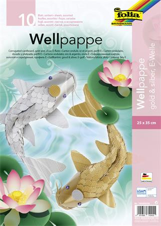 Hullámkarton, 25x35 cm, 10 lap, FOLIA, arany és ezüst vegyes színek (FL74046065)