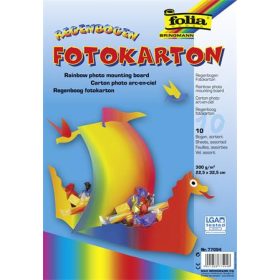   Dekorkarton, 2 oldalas, 22,5x32 cm, 300 g, 10 lap, FOLIA, szivárvány szín (FL77094)