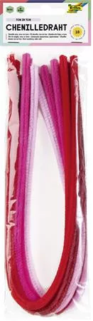 Zseníilia drót, 50 cm, FOLIA Colour Tone Mix, 10 piros árnyalat (FL77892)