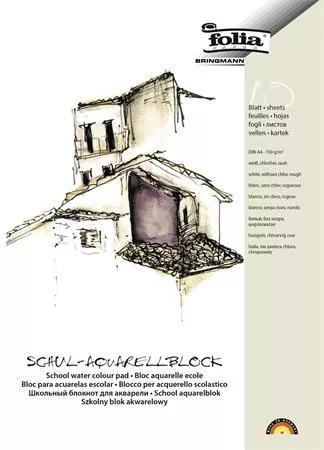 Akvarell tömb, A4, 150 g, 10 lap, durva, FOLIA (FL8354)