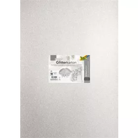   Dekorkarton tömb, csillámos, 1 oldalas, 50x70 cm, 300g, 5 lap, FOLIA, ezüst (FL85560)