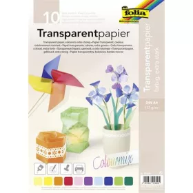  Transzparens papír, A4, 115 g, 10 lap, FOLIA, vegyes színek (FL87409)