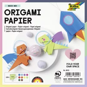   Origami papír, 15x15 cm, 70 g, 100 lap, FOLIA, vegyes színek (FL8915)