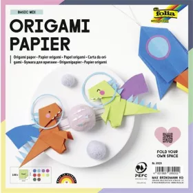   Origami papír, 20x20 cm, 70 g, 100 lap, FOLIA, vegyes színek (FL8920)