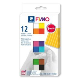   Gyurma, készlet, 12x25 g, égethető, FIMO Soft Basic, 12 különböző szín (FM8023C121)