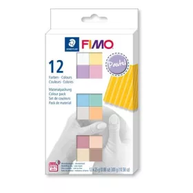   Gyurma, készlet, 12x25 g, égethető, FIMO Soft Pastel 12 különböző szín (FM8023C123)