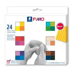   Gyurma, készlet, 24x25g, égethető, FIMO Soft Basic, 24 különböző szín (FM8023C241)