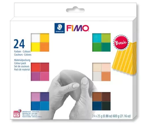 Gyurma, készlet, 24x25g, égethető, FIMO Soft Basic, 24 különböző szín (FM8023C241)