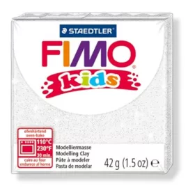   Gyurma, 42 g, égethető, FIMO Kids, glitteres fehér (FM8030052)