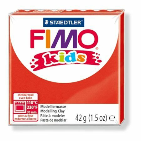 Gyurma, 42 g, égethető, FIMO Kids, piros (FM80302)