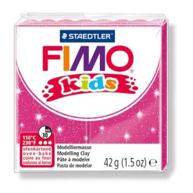   Gyurma, 42 g, égethető, FIMO Kids, glitteres rózsaszín (FM8030262)