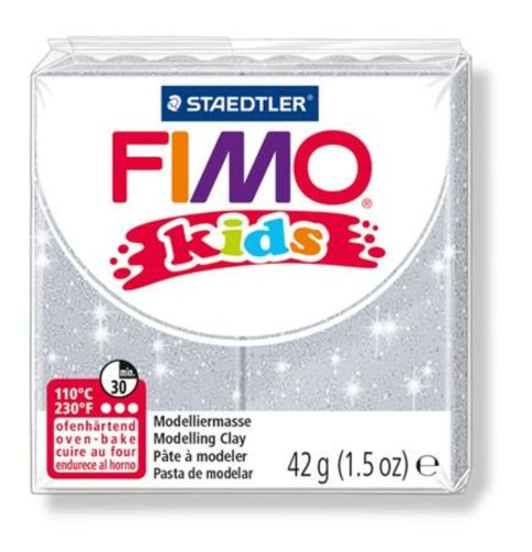 Gyurma, 42 g, égethető, FIMO Kids, glitteres ezüst (FM8030812)