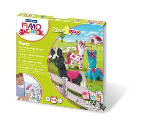 Gyurma készlet, 4x42 g, égethető, FIMO Kids Form & Play, pónik (FM803408LZ)