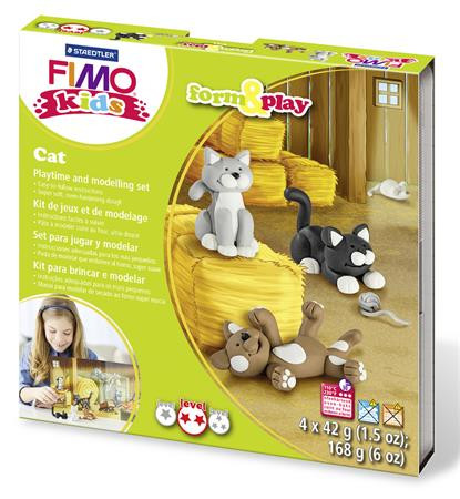 Gyurma készlet, 4x42 g, égethető, FIMO Kids Form & Play, cicák (FM803416)