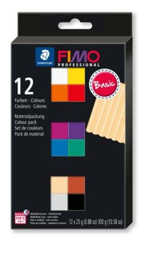 Gyurma, készlet, égethető, 12x25 g, FIMO Professional Basic, 12 különböző szín (FM8043C121)