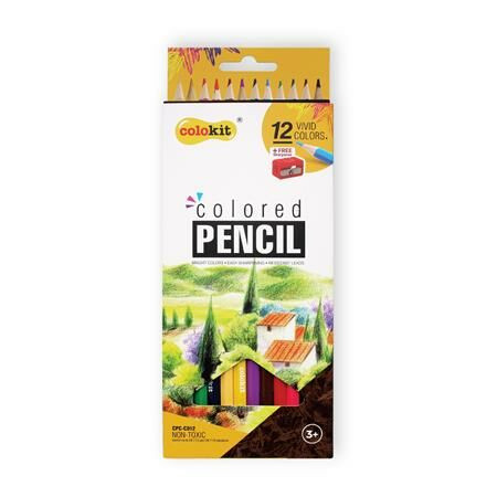 Színes ceruza készlet, hatszögletű, hegyezővel, COLOKIT, 12 különböző szín (FOCPCC012)