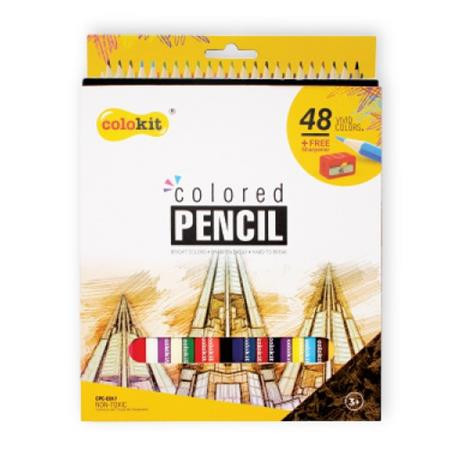Színes ceruza készlet, hatszögletű, hegyezővel, COLOKIT, 48 különböző szín (FOCPCC017)