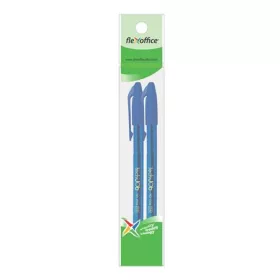   Golyóstoll, 0,4 mm, 2 db/bliszter, kupakos, FLEXOFFICE TechJob, kék (FOGT016BLK)