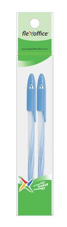 Golyóstoll, 0,3 mm, 2 db/bliszter, kupakos, FLEXOFFICE Candee, kék (FOGT027BLK)