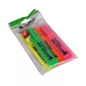   Szövegkiemelő készlet, 1-4 mm, FLEXOFFICE HL05, 4 különböző szín (FOHL05V4)