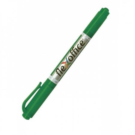 Alkoholos marker, 0,4/1,0 mm, kúpos, kétvégű, FLEXOFFICE PM01, zöld (FOPM01Z)