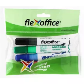   Táblamarker, 2,5 mm, kúpos, szett, FLEXOFFICE WB02, 4 szín (FOWB02V4)